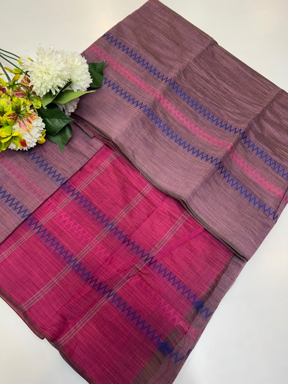 Dyed Cotton Saree | Zari Border & Plain Blouse | DC26