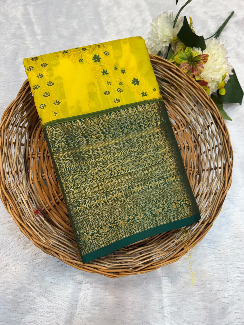 Mild Damage Semi Silk Saree with elegant zari work