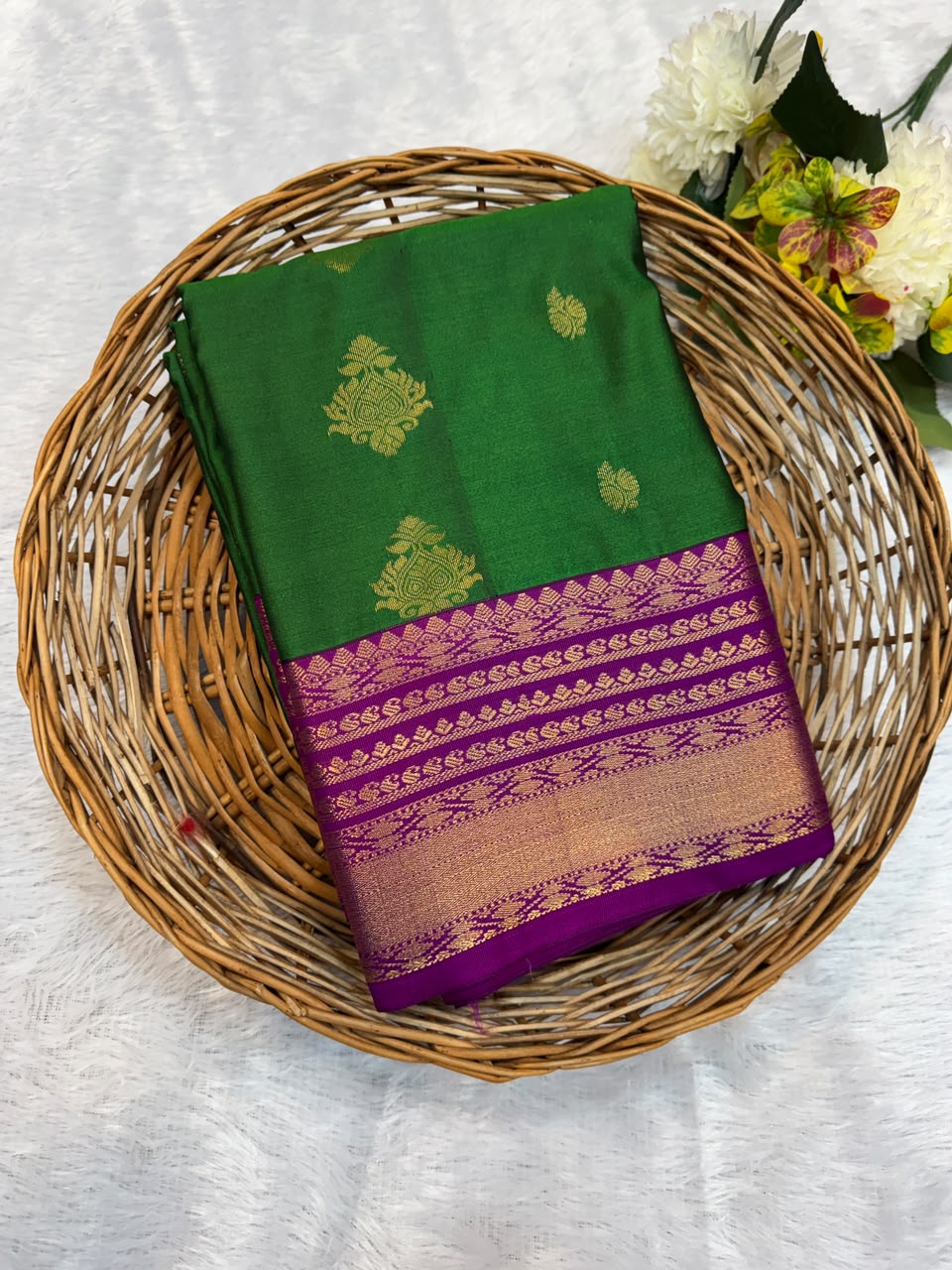 Mild Damage Semi Silk Saree with elegant zari work