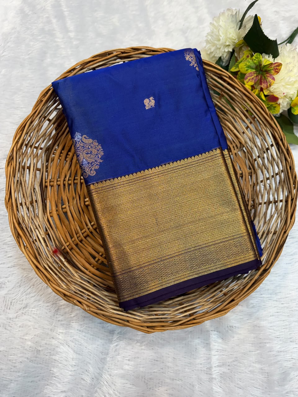 Mild Damage Semi Silk Saree with elegant zari work