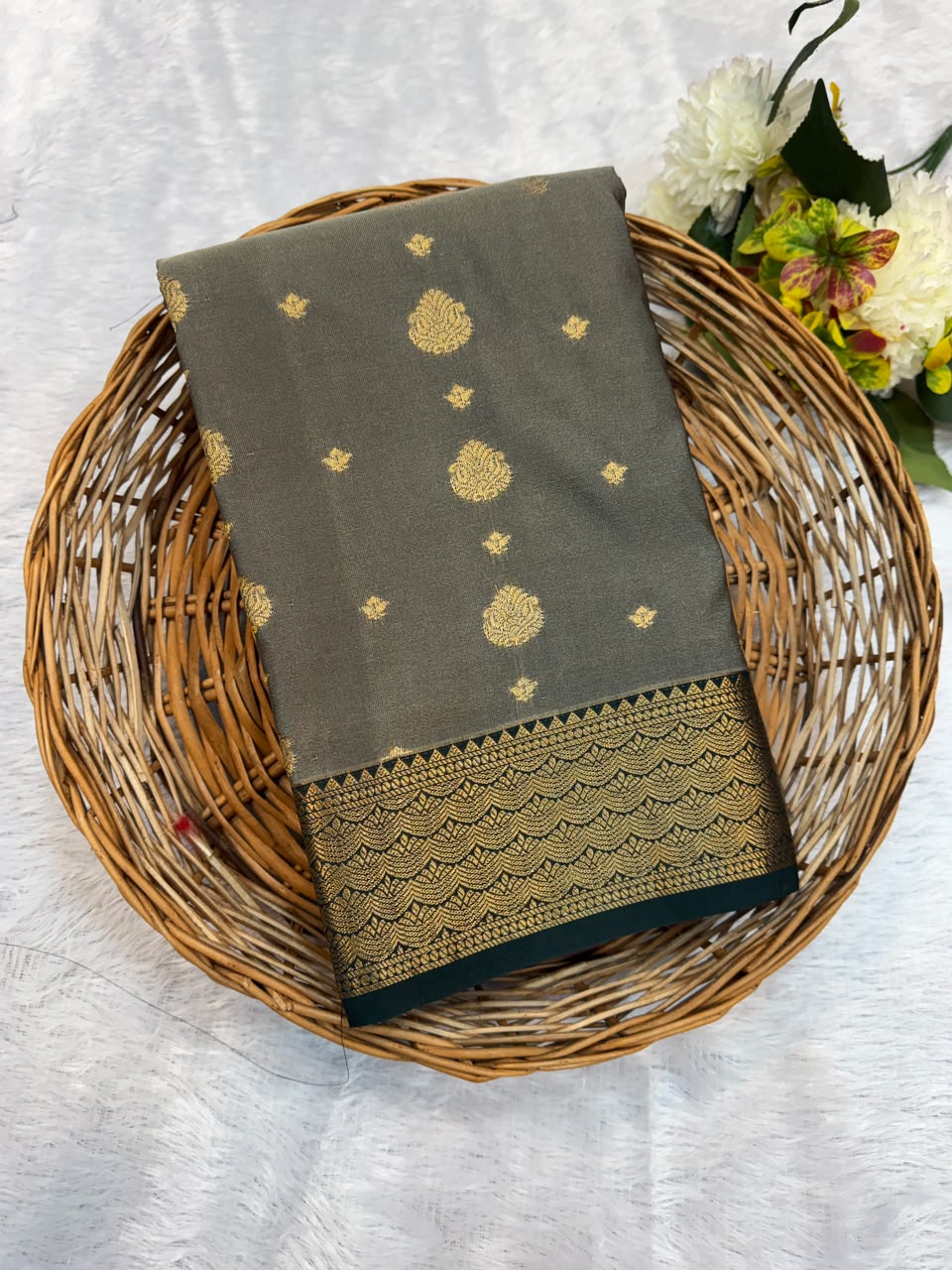 Mild Damage Semi Silk Saree with elegant zari work