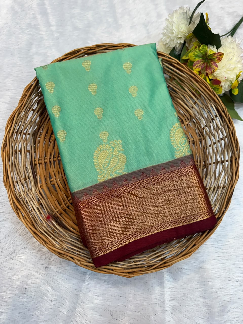 Mild Damage Semi Silk Saree with elegant zari work