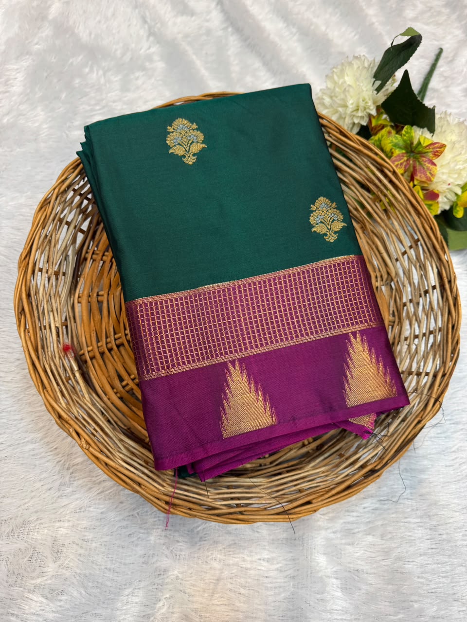Mild Damage Semi Silk Saree with elegant zari work