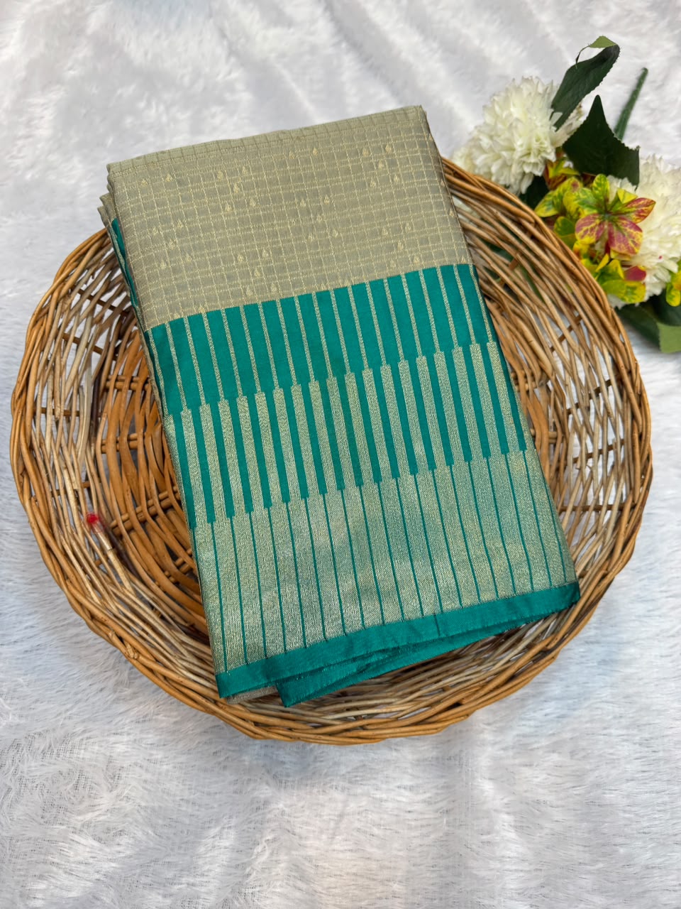 Mild Damage Semi Silk Saree with elegant zari work