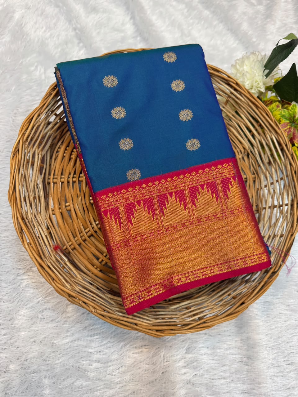 Mild Damage Semi Silk Saree with elegant zari work