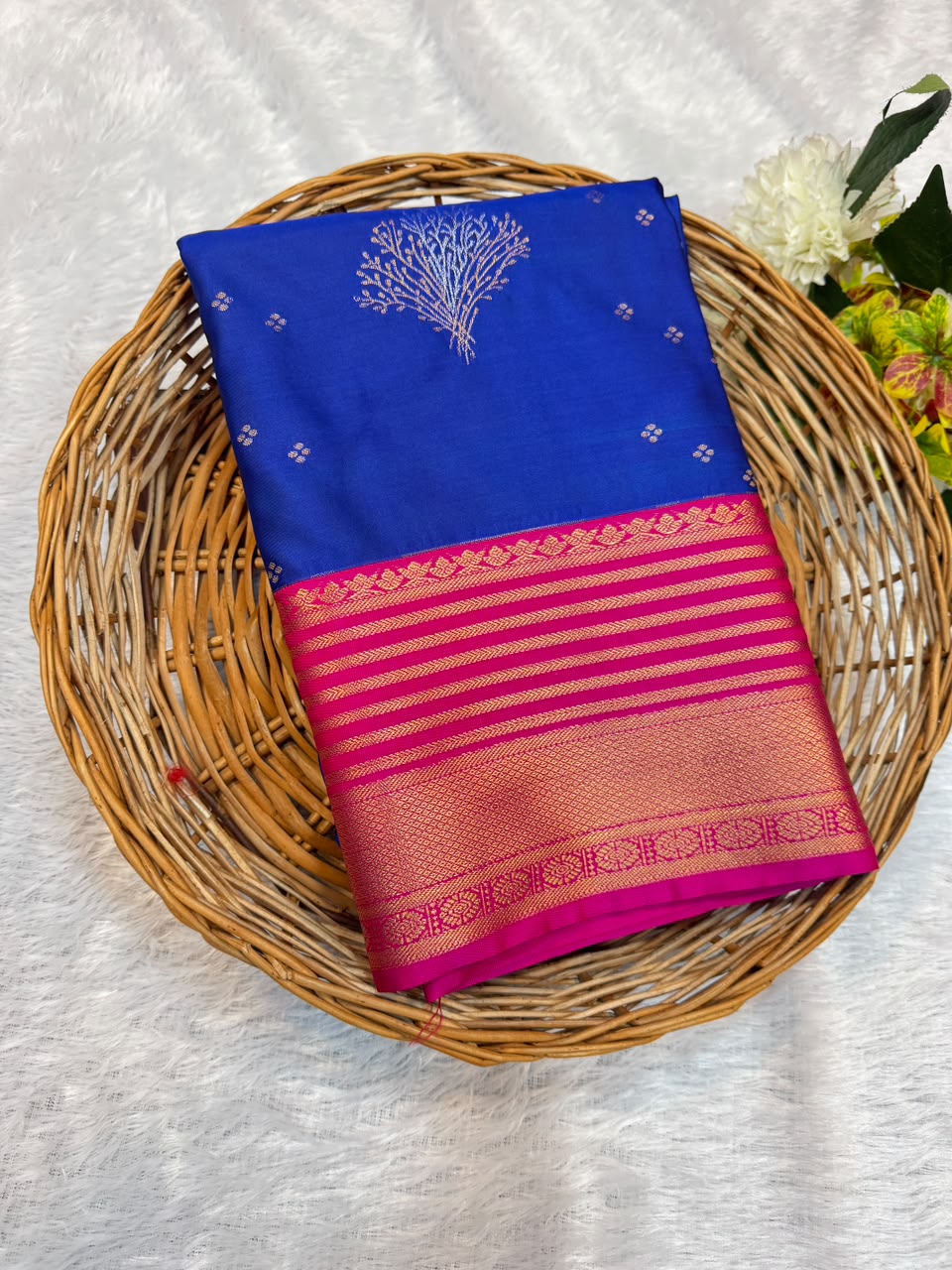 Mild Damage Semi Silk Saree with elegant zari work