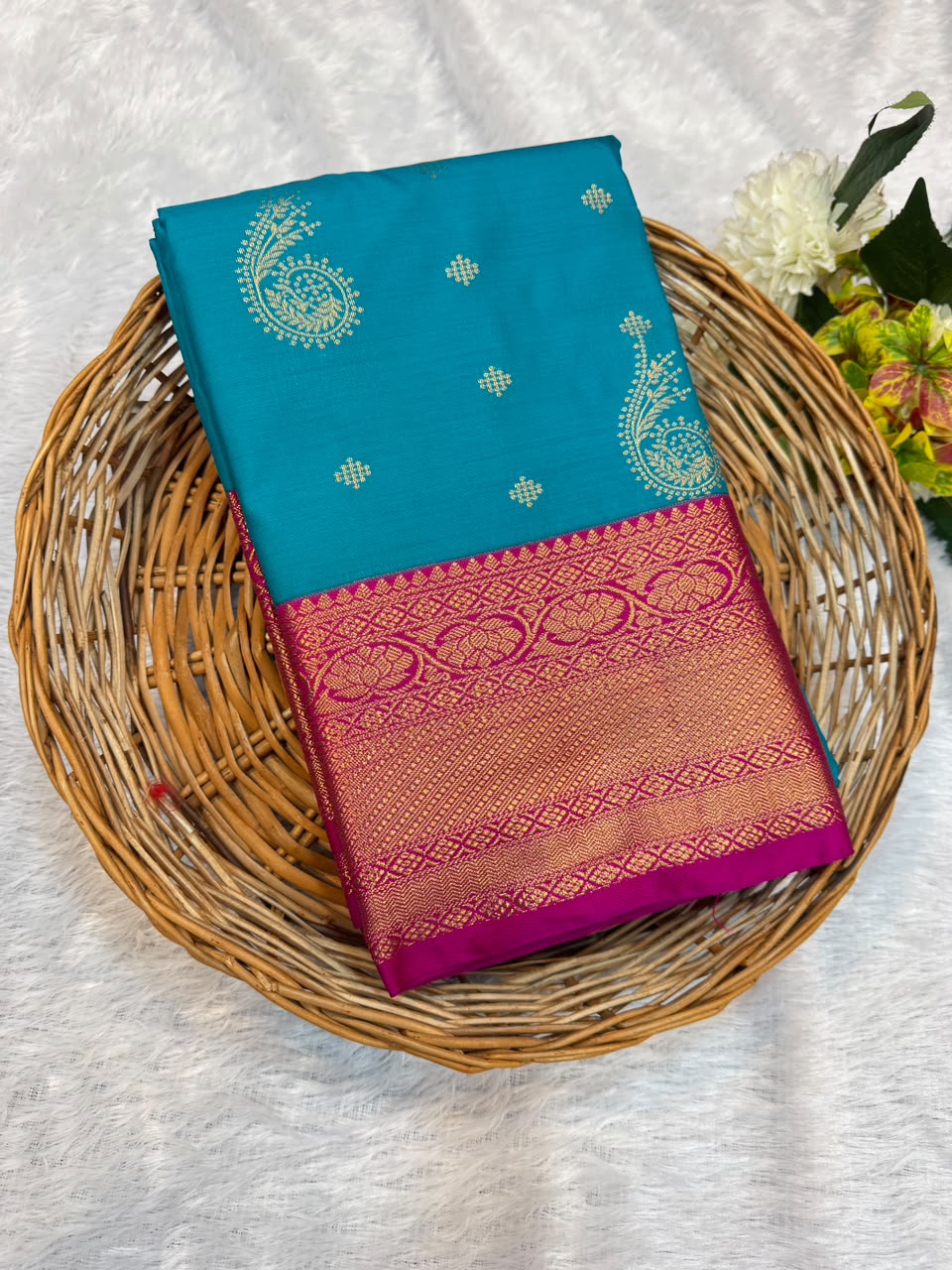 Mild Damage Semi Silk Saree with elegant zari work