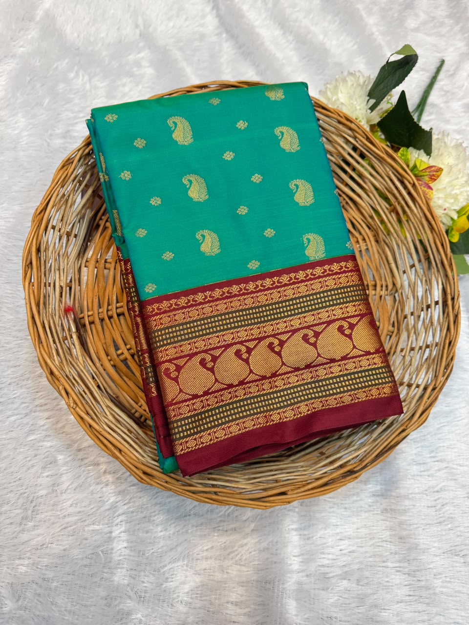 Mild Damage Semi Silk Saree with elegant zari work