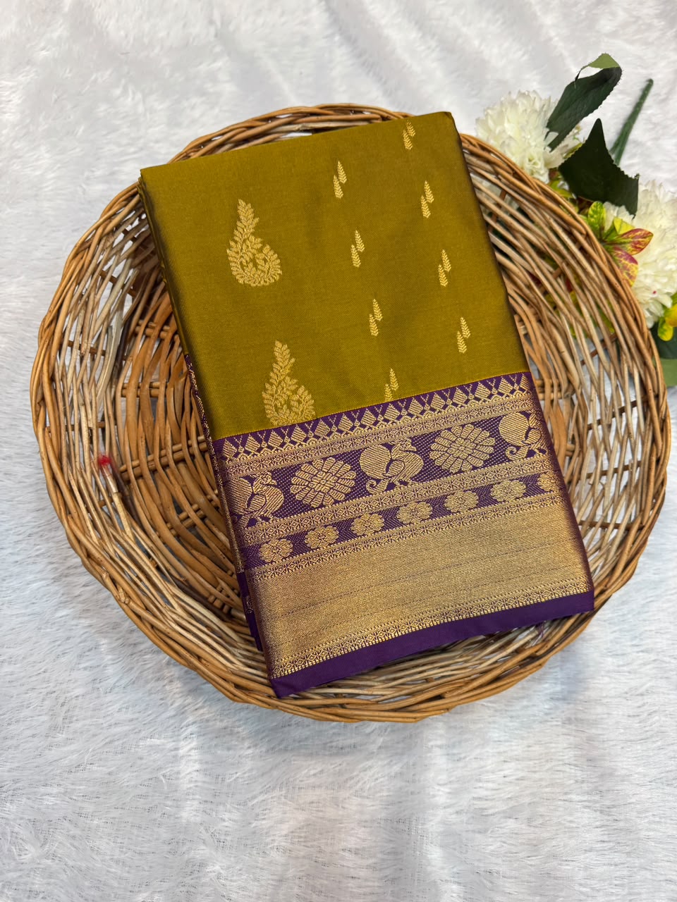 Mild Damage Semi Silk Saree with elegant zari work