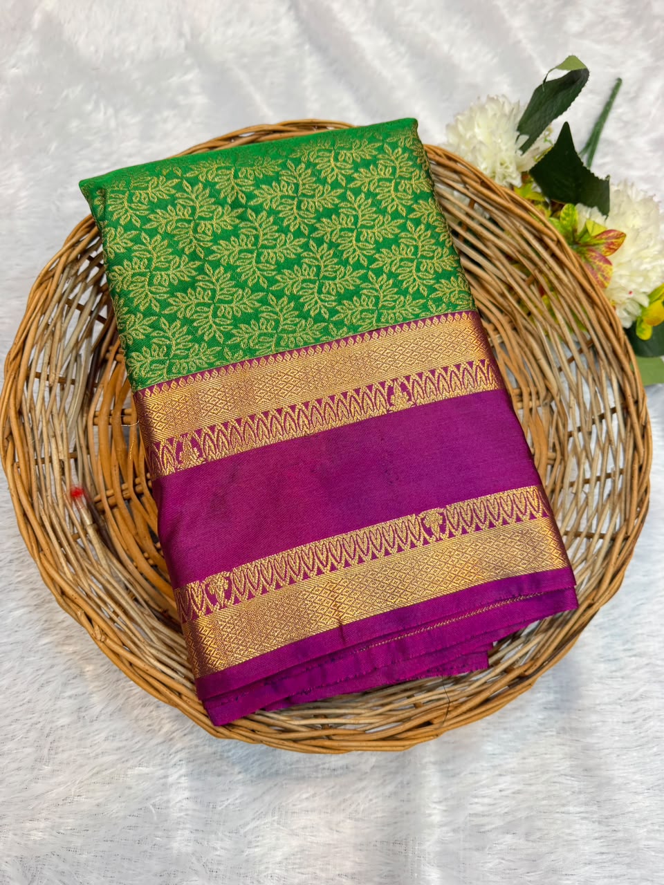 Mild Damage Semi Silk Saree with elegant zari work