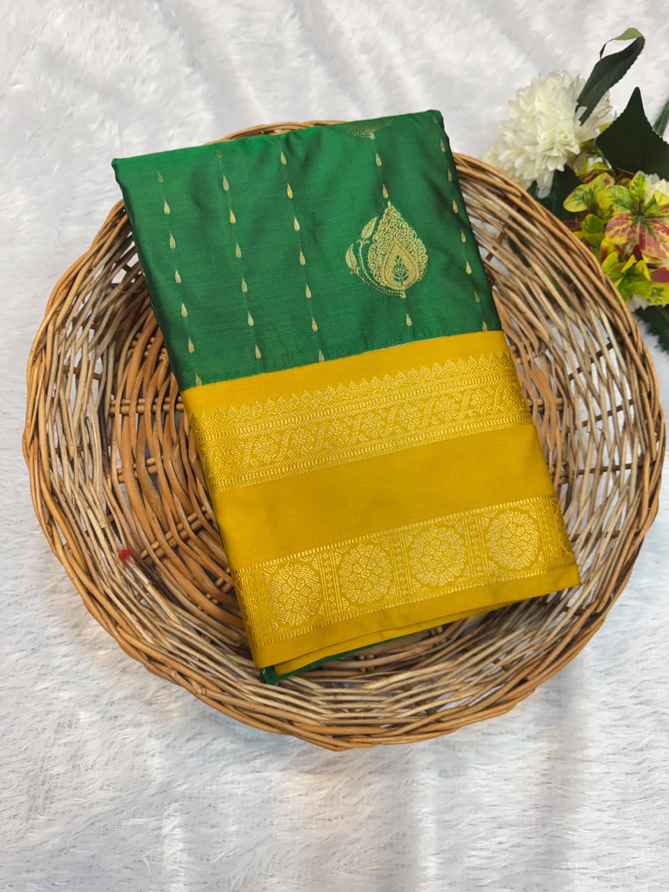 Mild Damage Semi Silk Saree with elegant zari work