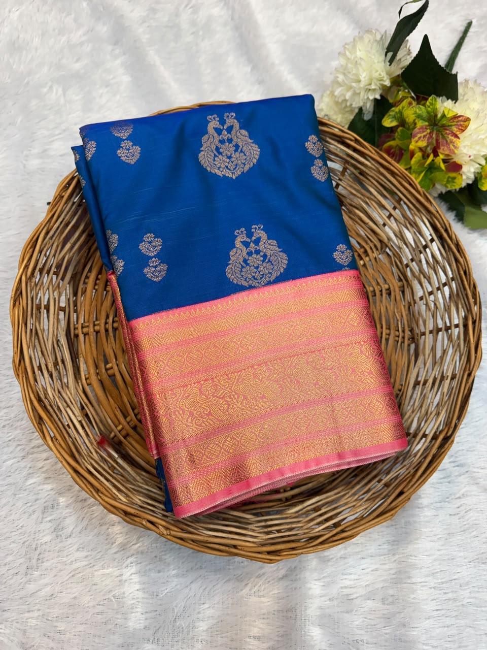 Mild Damage Semi Silk Saree with elegant zari work