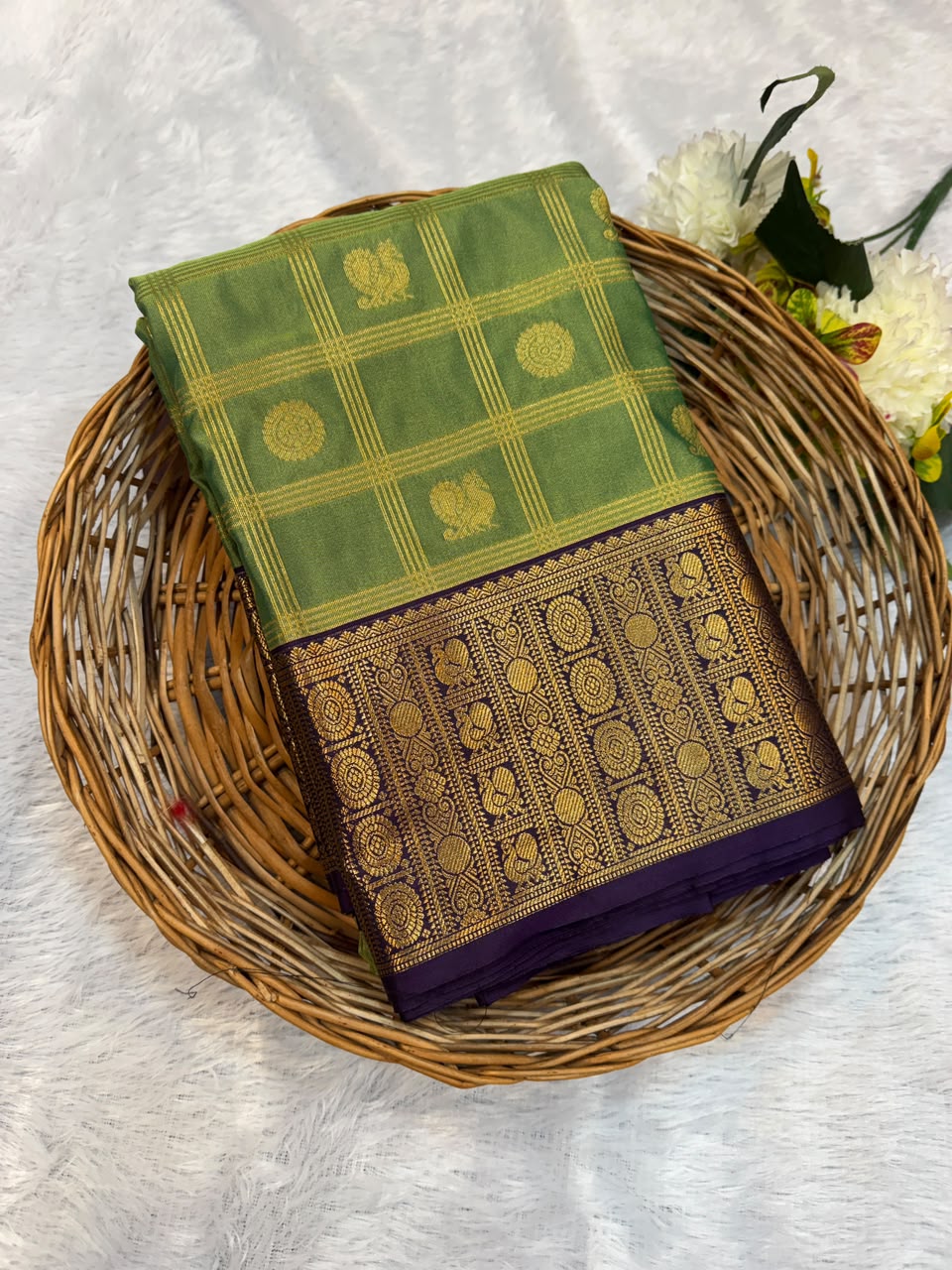 Mild Damage Semi Silk Saree with elegant zari work