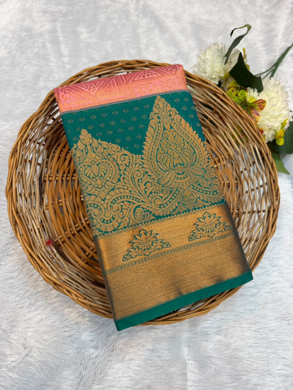 Mild Damage Semi Silk Saree with elegant zari work