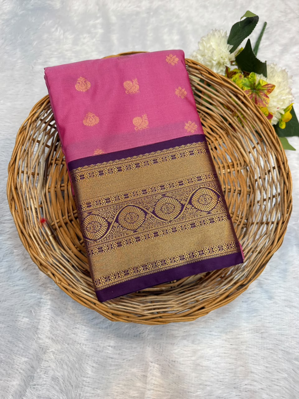 Mild Damage Semi Silk Saree with elegant zari work