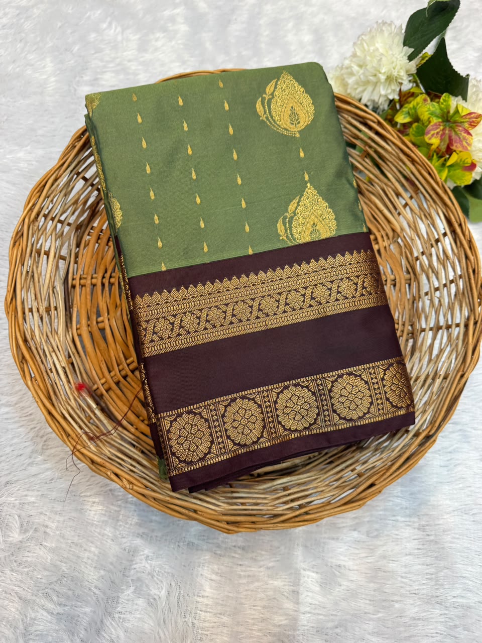 Mild Damage Semi Silk Saree with elegant zari work