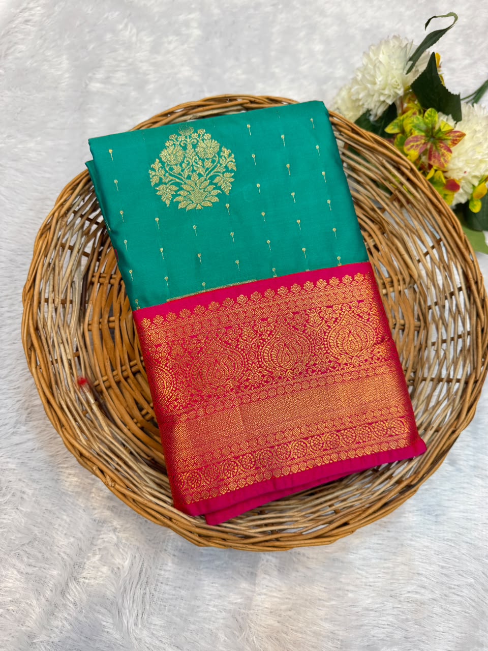 Mild Damage Semi Silk Saree with elegant zari work