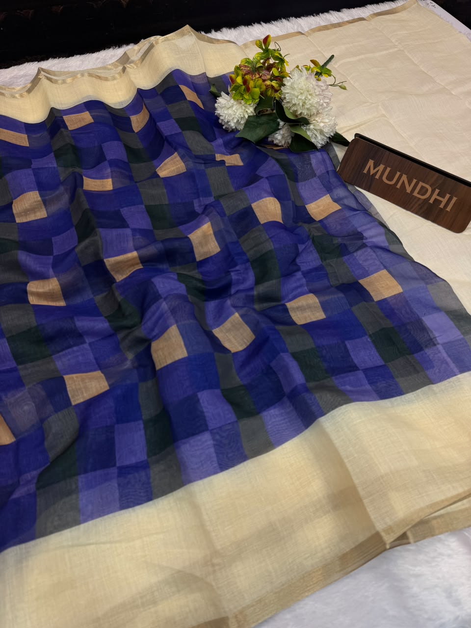 Madras Checks Fancy Cotton Saree 61B | MCC41