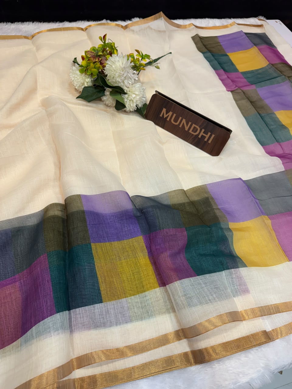 Madras Checks Fancy Cotton Saree 11H | MCC55