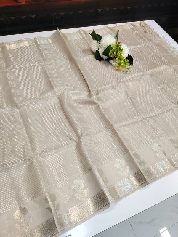 Banarasi Butta Checks Saree with premium zari work for wedding wear