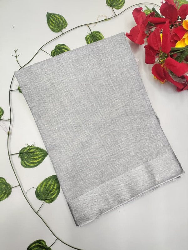 Soft Linen Cotton saree for women made with lightweight breathable linen cotton fabric suitable for office wear casual wear and festive occasions, Front View Image