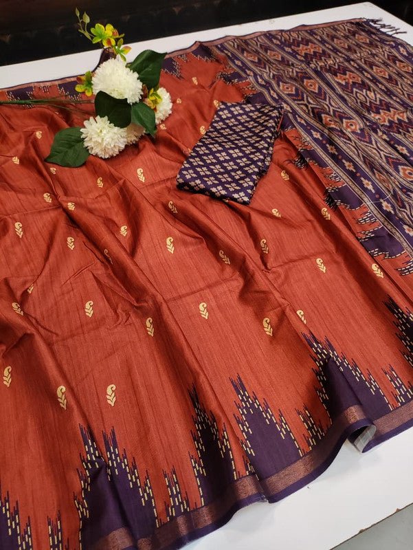 Binny Fancy Print Saree with Contrast Blouse for Wedding Wear