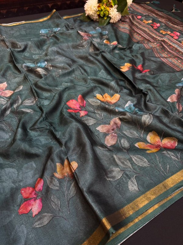 Black Pearl Fancy Printed Saree for women with premium fancy fabric