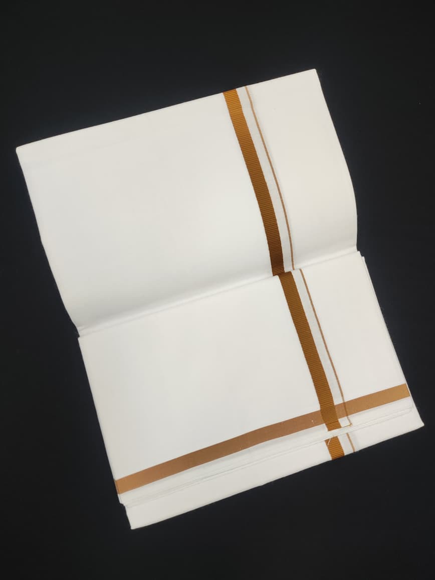 Cotton White Dhoti | Colour Border | 2 Mtrs