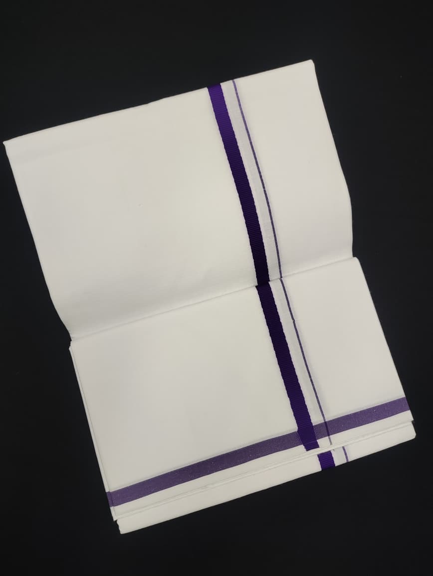 Cotton White Dhoti | Colour Border | 2 Mtrs
