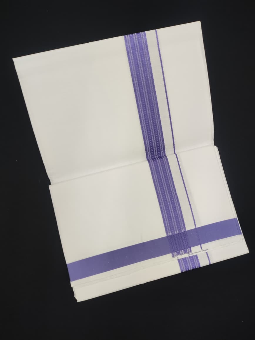 Cotton White Dhoti | Fancy Border | 2 Mtrs