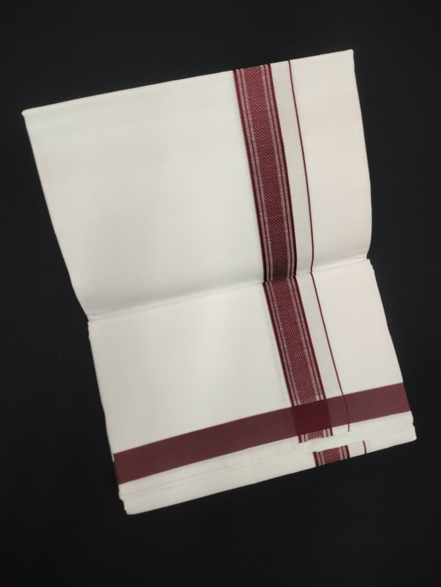 Cotton White Dhoti | Fancy Border | 2 Mtrs