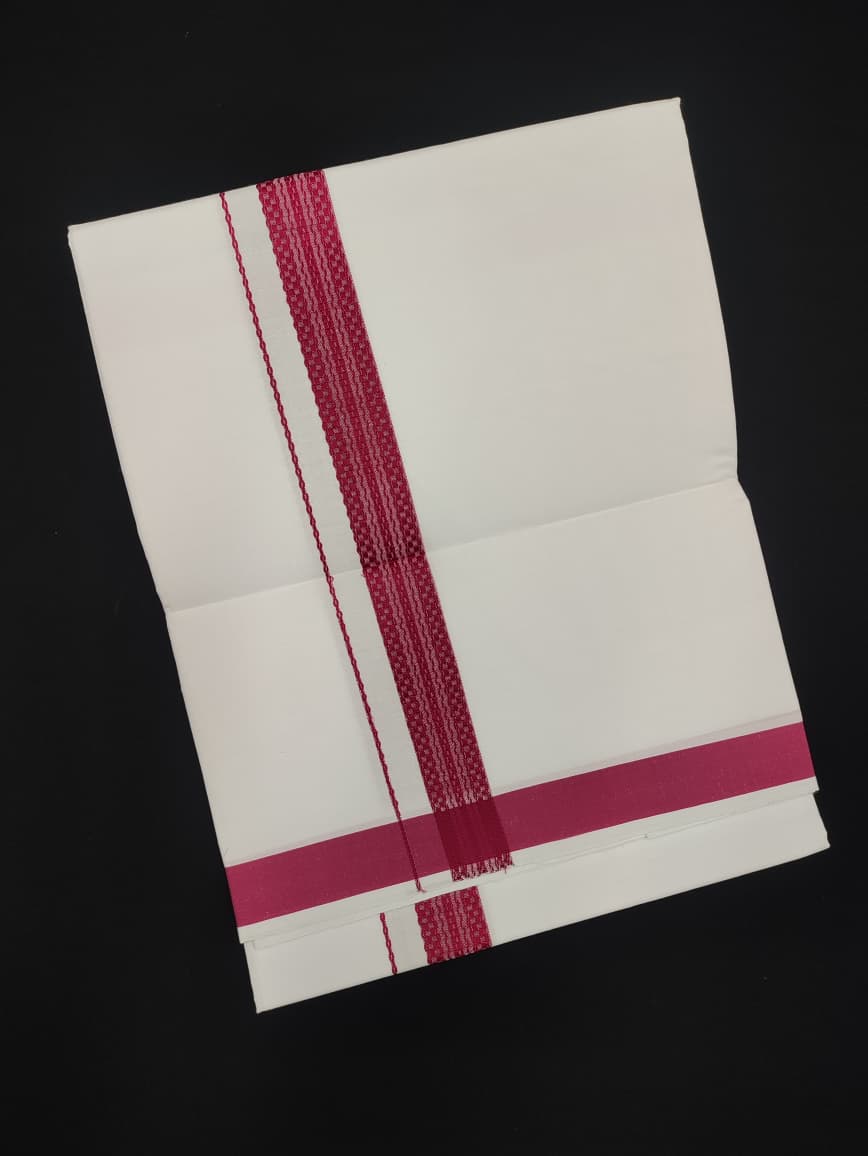 Cotton White Dhoti | Fancy Border | 2 Mtrs