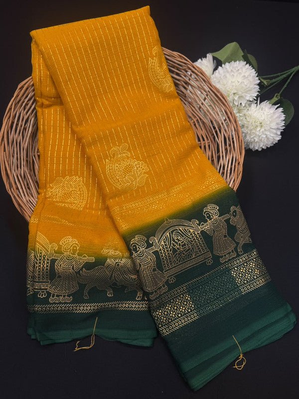 Deepika Foil Print Crepe Saree for Party Wear Women