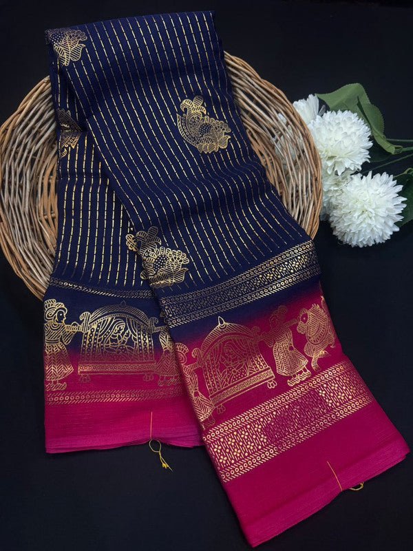 Deepika Foil Print Crepe Saree for Party Wear Women