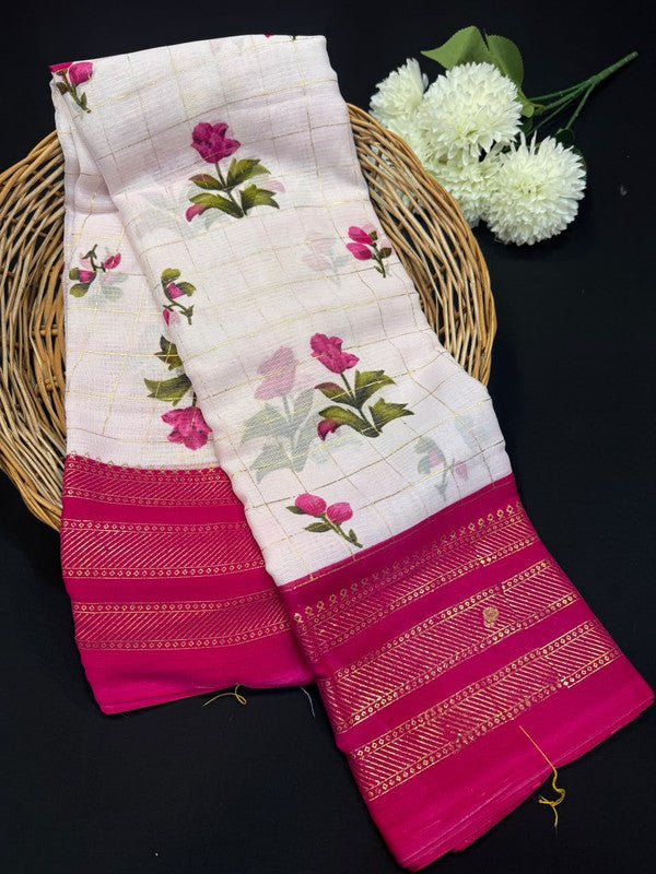 Deepika Foil Print Crepe Saree for Party Wear Women
