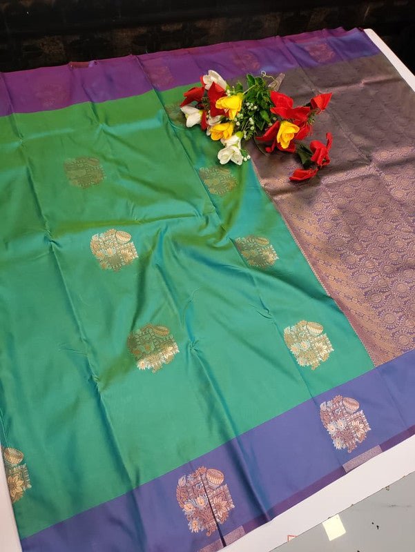 Dhaniya Soft Silk Collection saree with elegant traditional soft silk design for wedding and festive wear from Sri Sakthi Pugazh Tex Salem Tamil Nadu