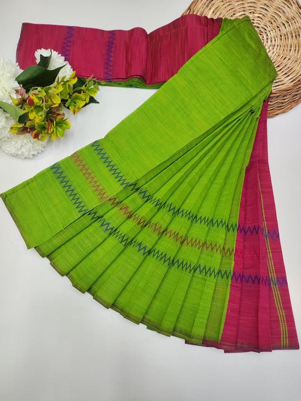 Dyed Cotton Saree with |Zari Border & Plain Blouse| DC02 - Sri Sakthi Pugazh Tex DC02 - Cotton Saree