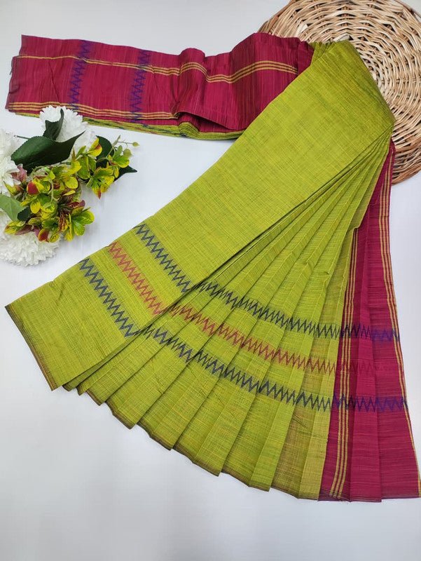 Dyed Cotton Saree with |Zari Border & Plain Blouse| DC03 - Sri Sakthi Pugazh Tex DC03 - Cotton Saree
