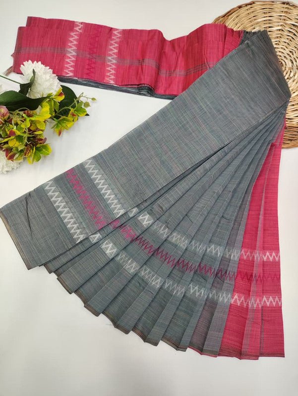 Dyed Cotton Saree with |Zari Border & Plain Blouse| DC10 - Sri Sakthi Pugazh Tex DC10 - Cotton Saree