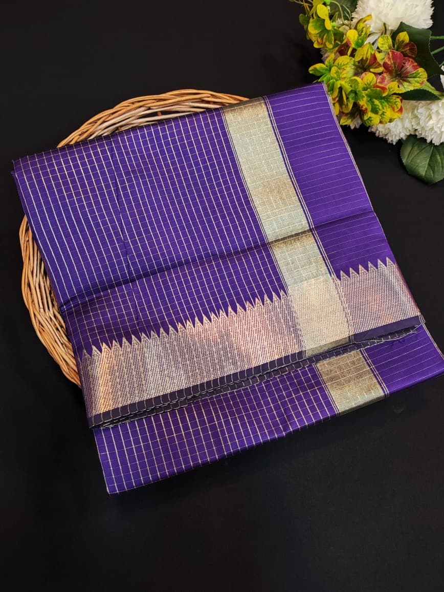 Flat 30% Offer Raw Banarasi Checks |Zari Saree | RBN04-Limited Quantity - Sri Sakthi Pugazh Tex RBN04 - Banarasi Raw Silk