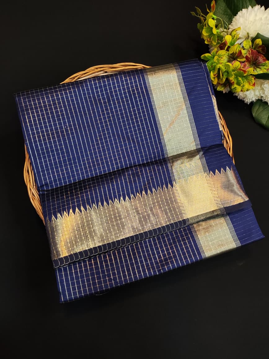 Flat 30% Offer Raw Banarasi Checks |Zari Saree| RBN09-Limited Quantity - Sri Sakthi Pugazh Tex RBN09 - Banarasi Raw Silk
