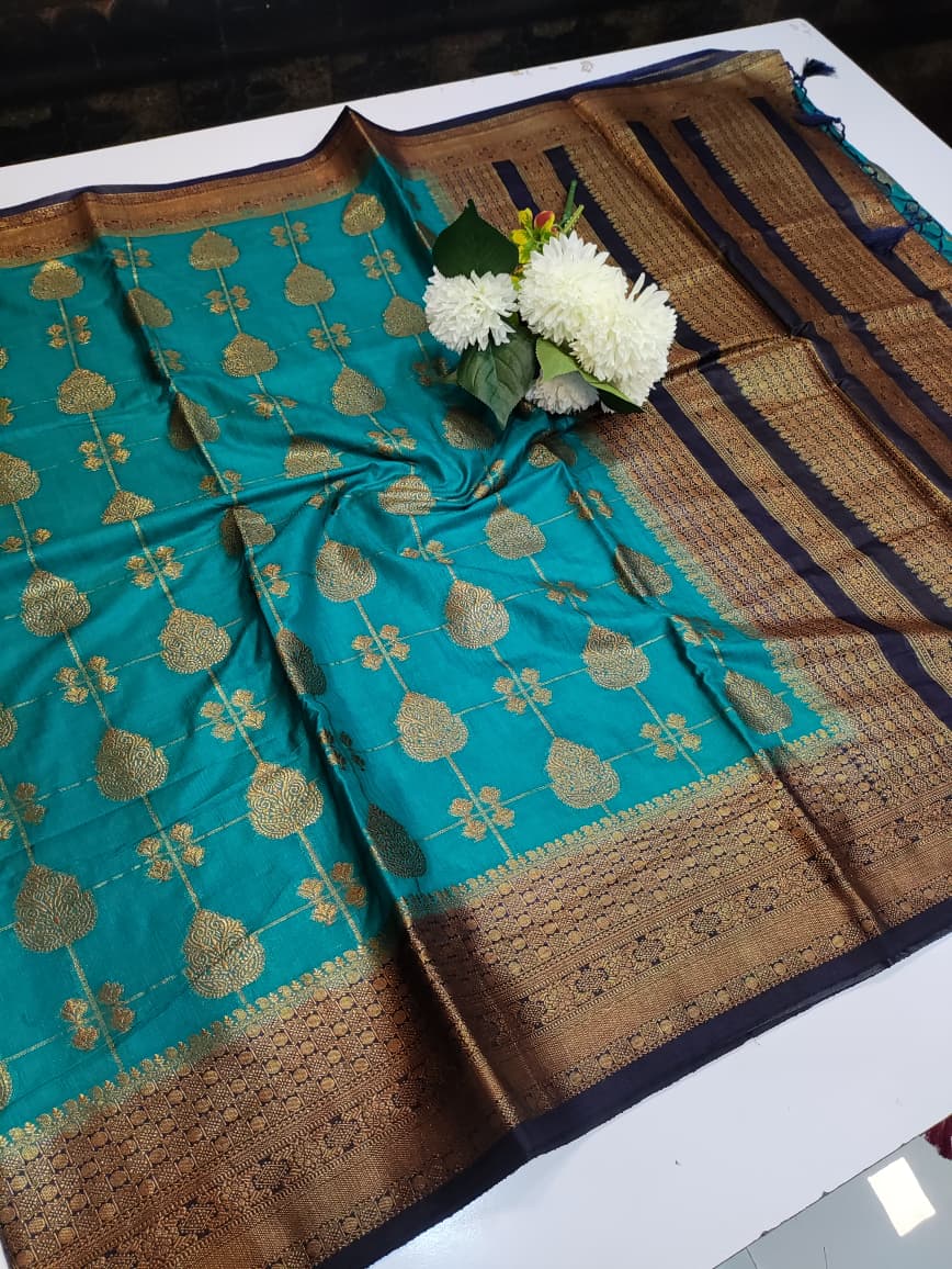 Hemanica Linen Blended Saree with elegant zari work for weddings