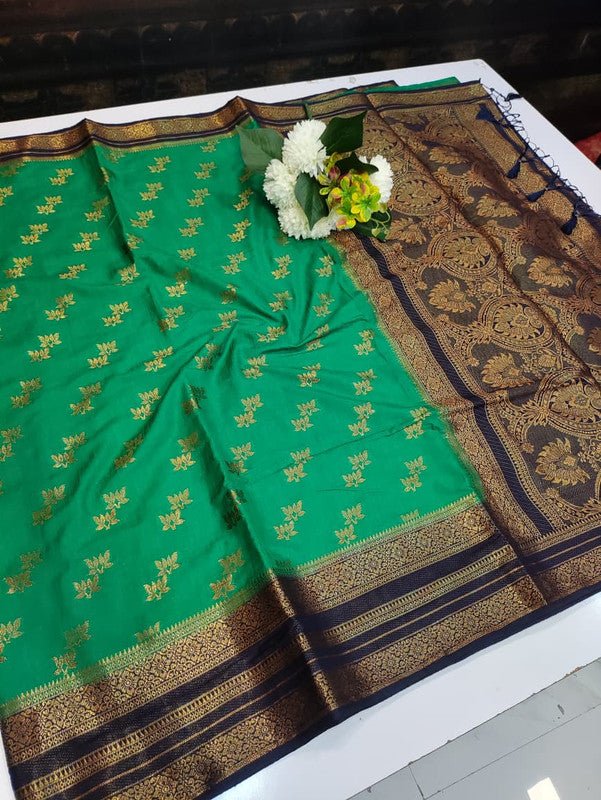 Hemanica Linen Blended Saree with elegant zari work for weddings