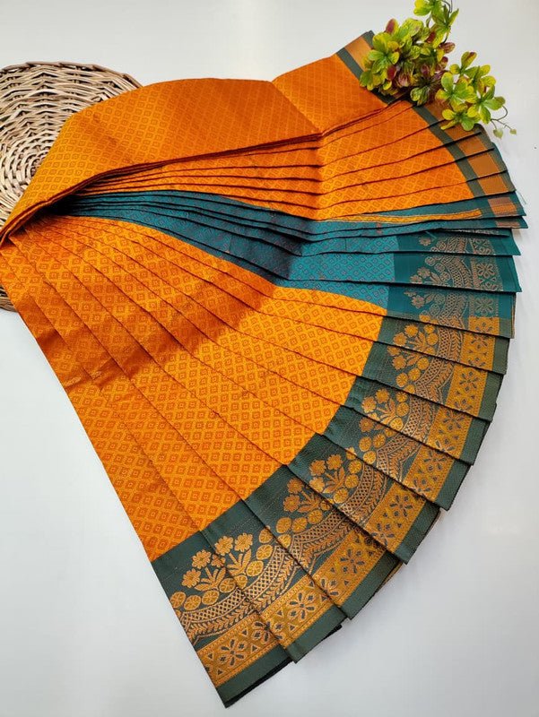 Honey Soft Silk Saree with elegant Zari work for wedding wear