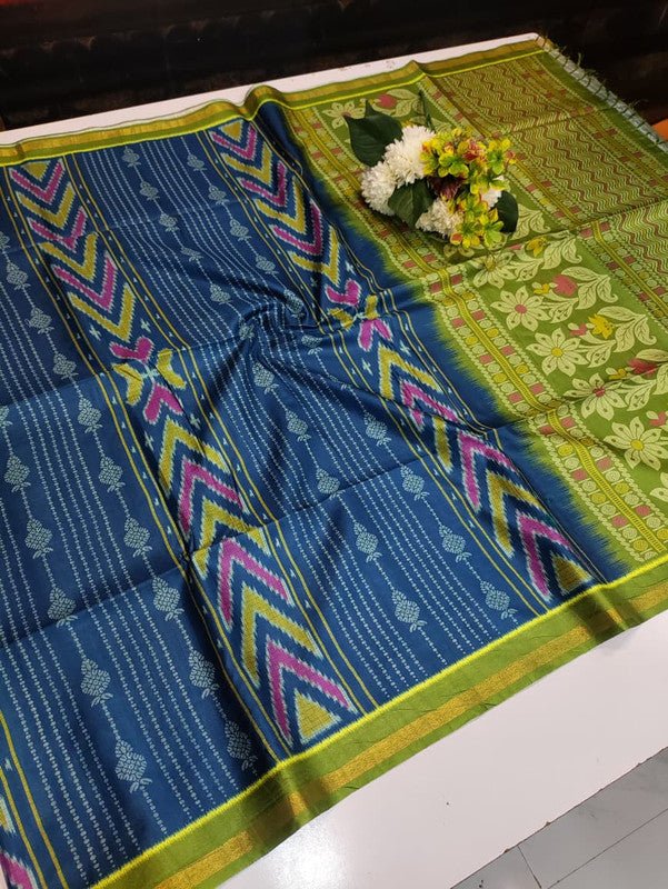 Ikkat Silk Saree with elegant zari work for wedding wear