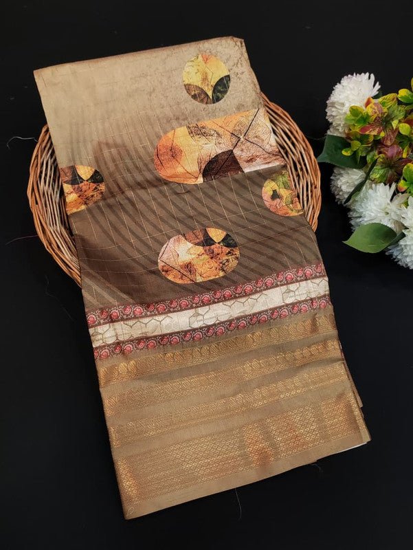 Lotus Fancy Saree in fancy fabric with zari and print design