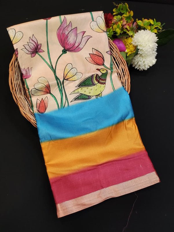 Lotus Fancy Saree in fancy fabric with zari and print design