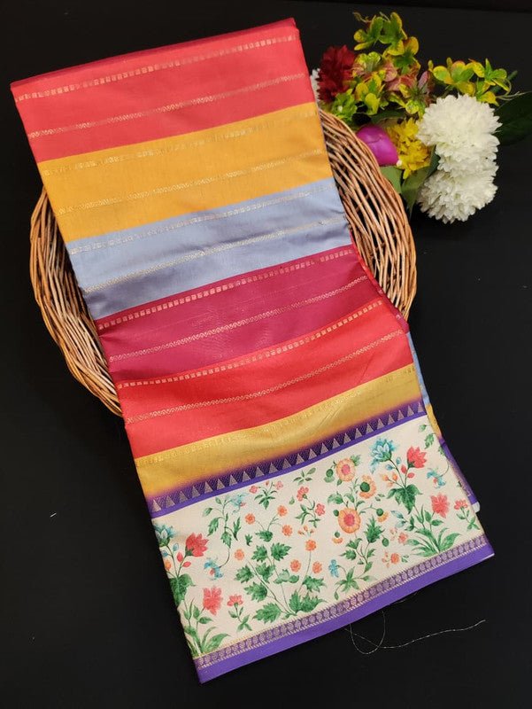 Lotus Fancy Saree in fancy fabric with zari and print design