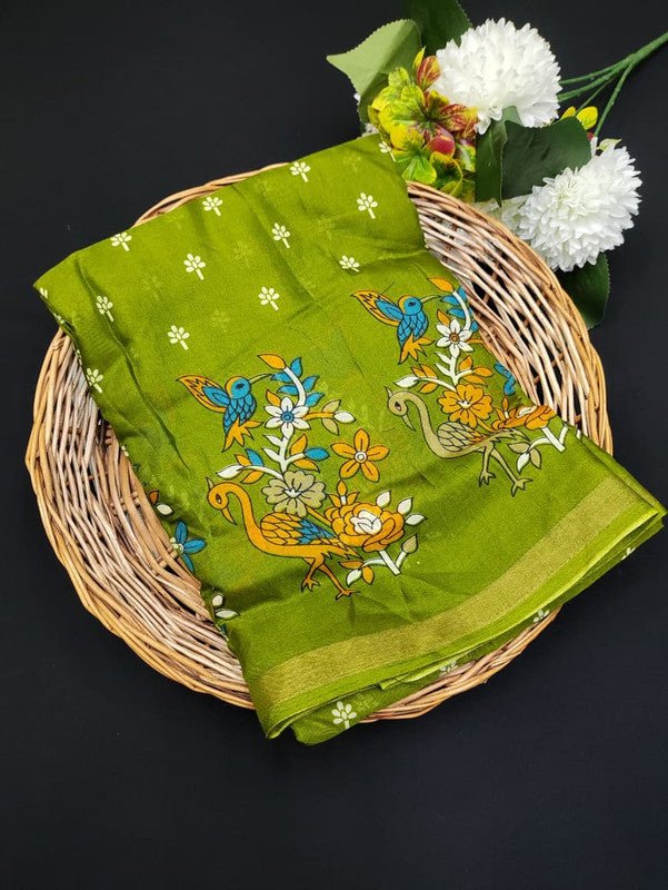 Stylish printed Mal Cotton Saree for party wear and festival occasions