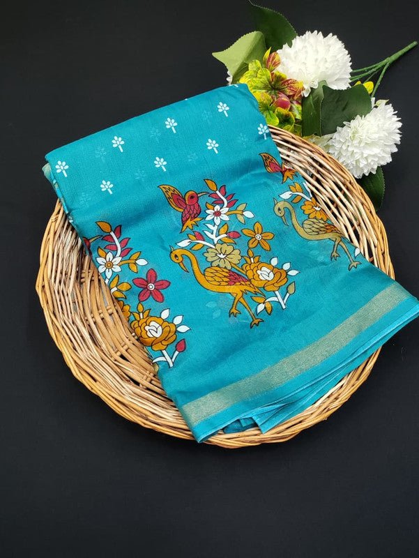 Stylish printed Mal Cotton Saree for party wear and festival occasions